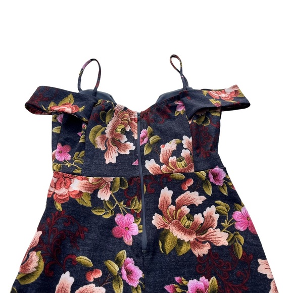 TRAC Women’s Size Medium Pink Orange Gray Floral Bodycon Form Fitting Mini Dress - Picture 8 of 11